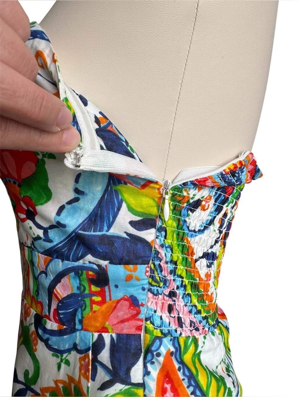 Amanda Uprichard Strapless Floral Paisley Romper Cutout Smocked Size Small - Picture 5 of 10
